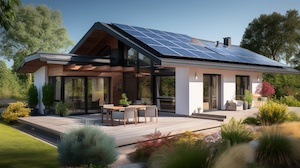 Hus med solpaneler